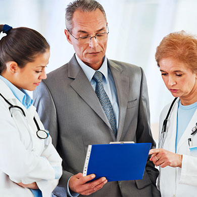 health services managers meeting to review procedures